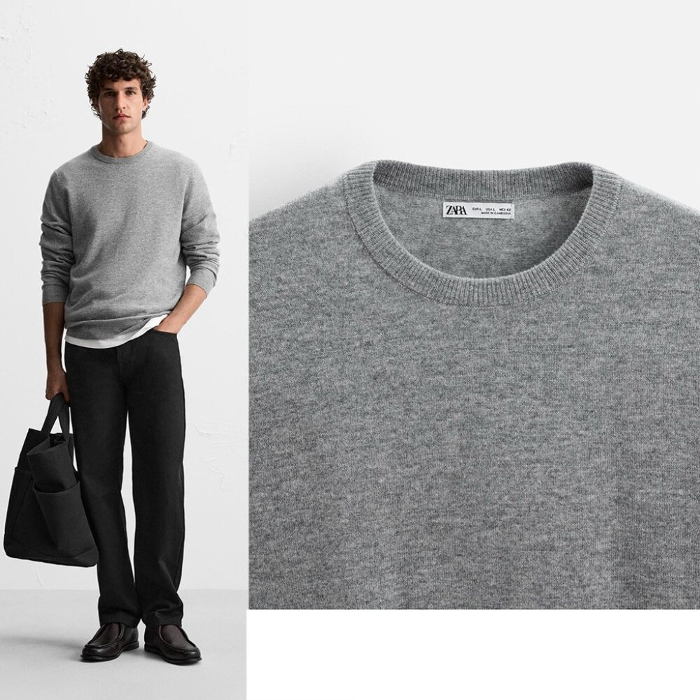 NEW ZARA wool-cashmere gray sweater 2893 size M - Picture 2 of 3